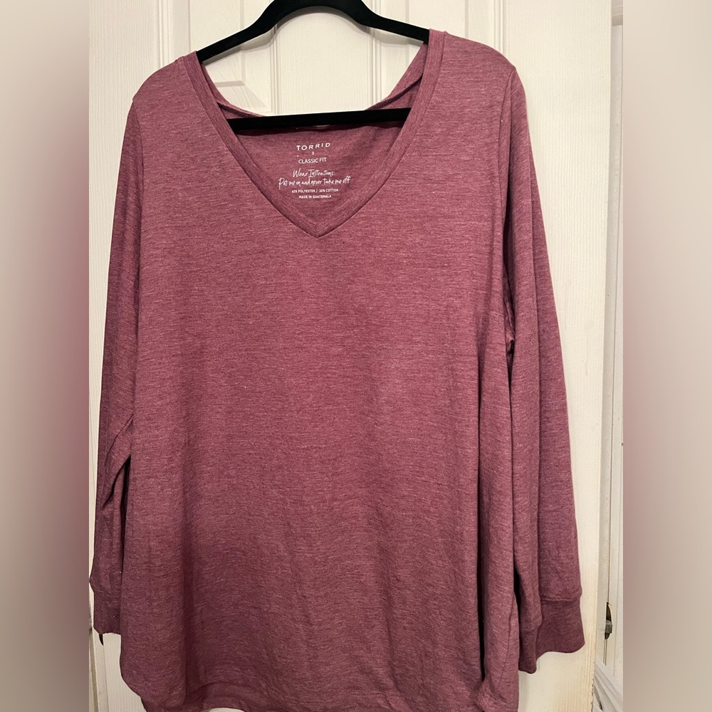 3X Torrid Mauve Long Sleeve V-Neck Top